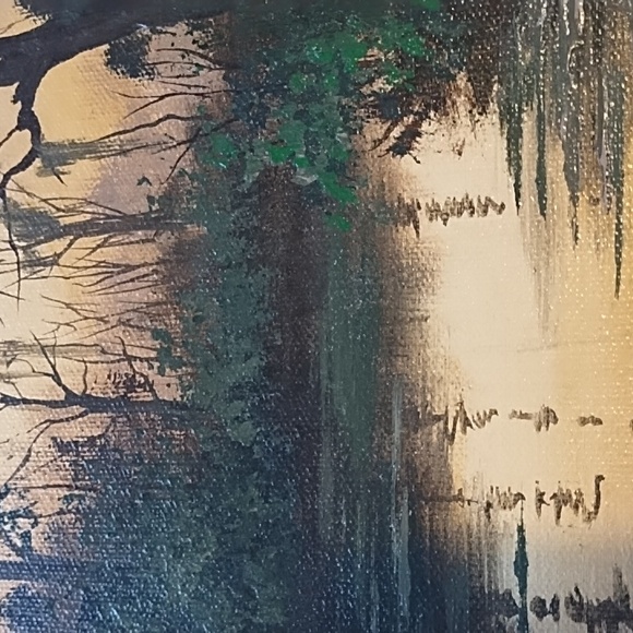 Serene Landscape Canvas Art in Green and Brown - Picture 6 of 9